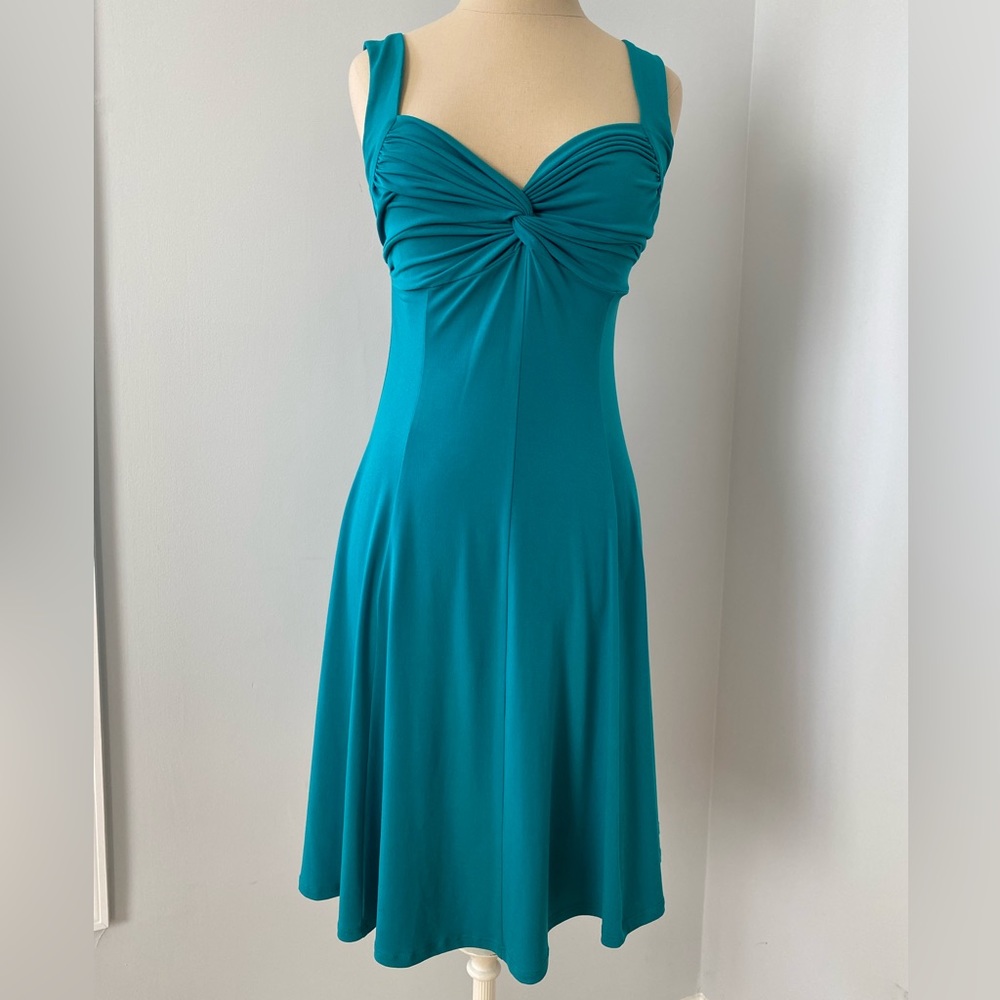 Sweetheart jersey knit teal dress